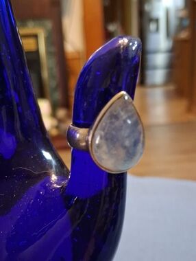 Sterling Silver Teardrop Moonstone Ring.